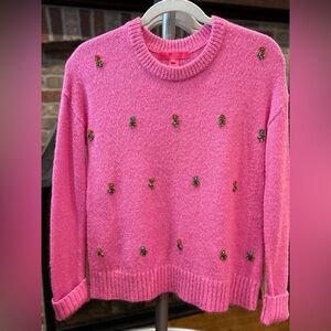 Lilly Pink Sweater with Emerald green jewels